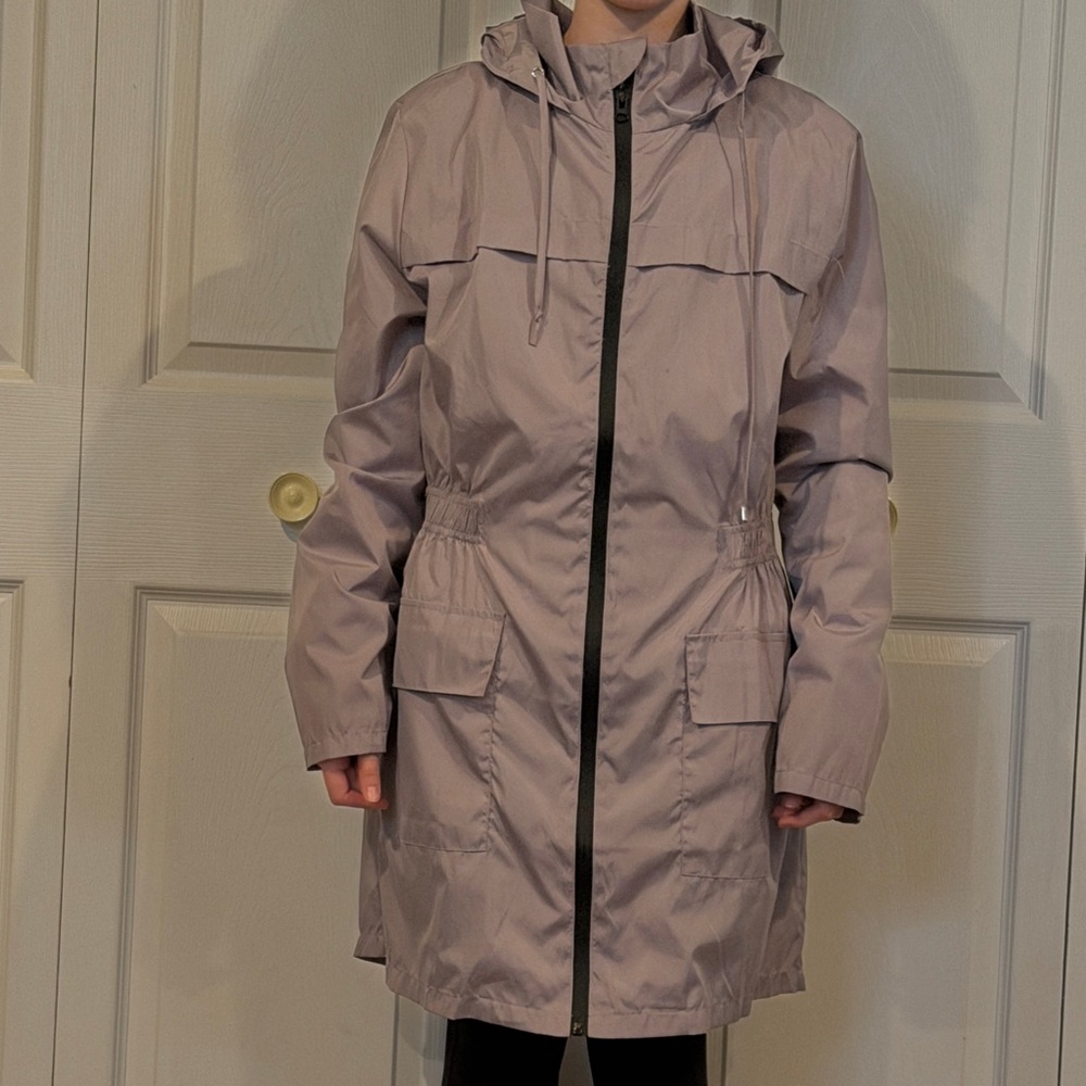 Women's Grey Hooded Windbreaker Jacket
